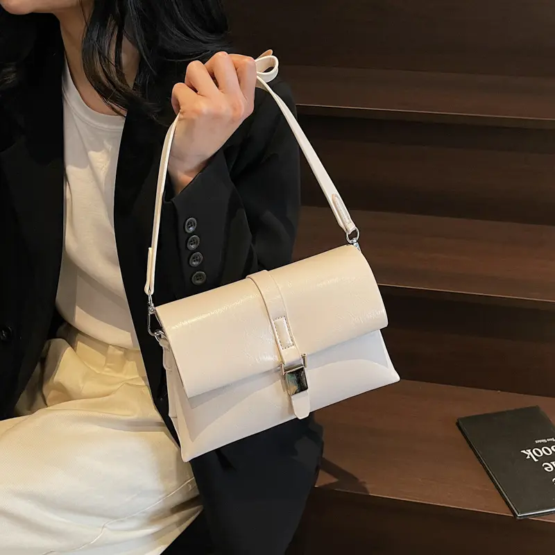 Women Casual Sling Bag Soft PU Leather Simple Layer Flap Bag Solid Color Crossbody Bags Travel Shopping Satchel Shoulder Bag