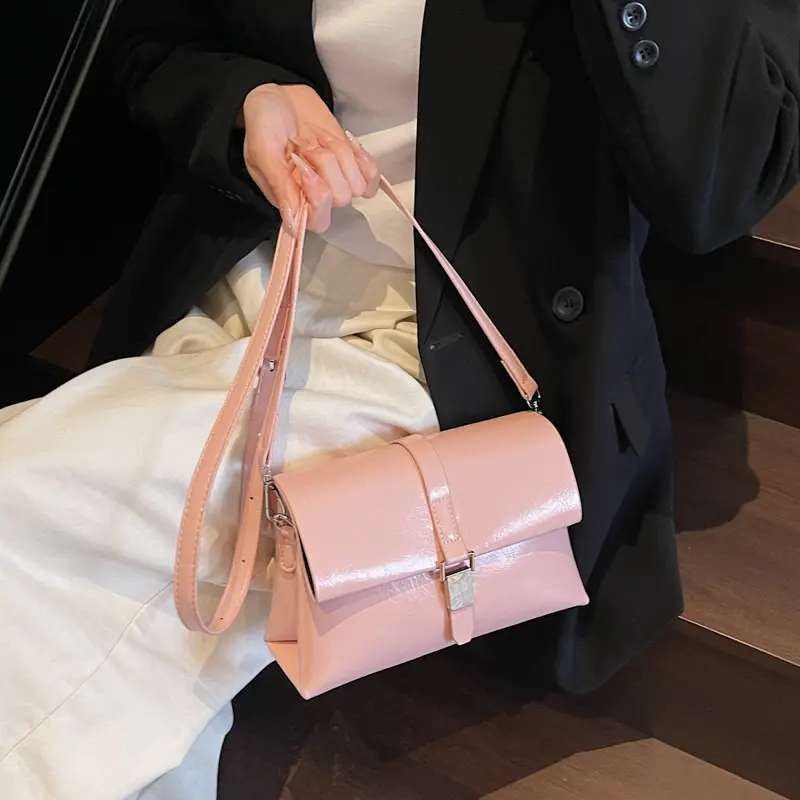 Women Casual Sling Bag Soft PU Leather Simple Layer Flap Bag Solid Color Crossbody Bags Travel Shopping Satchel Shoulder Bag