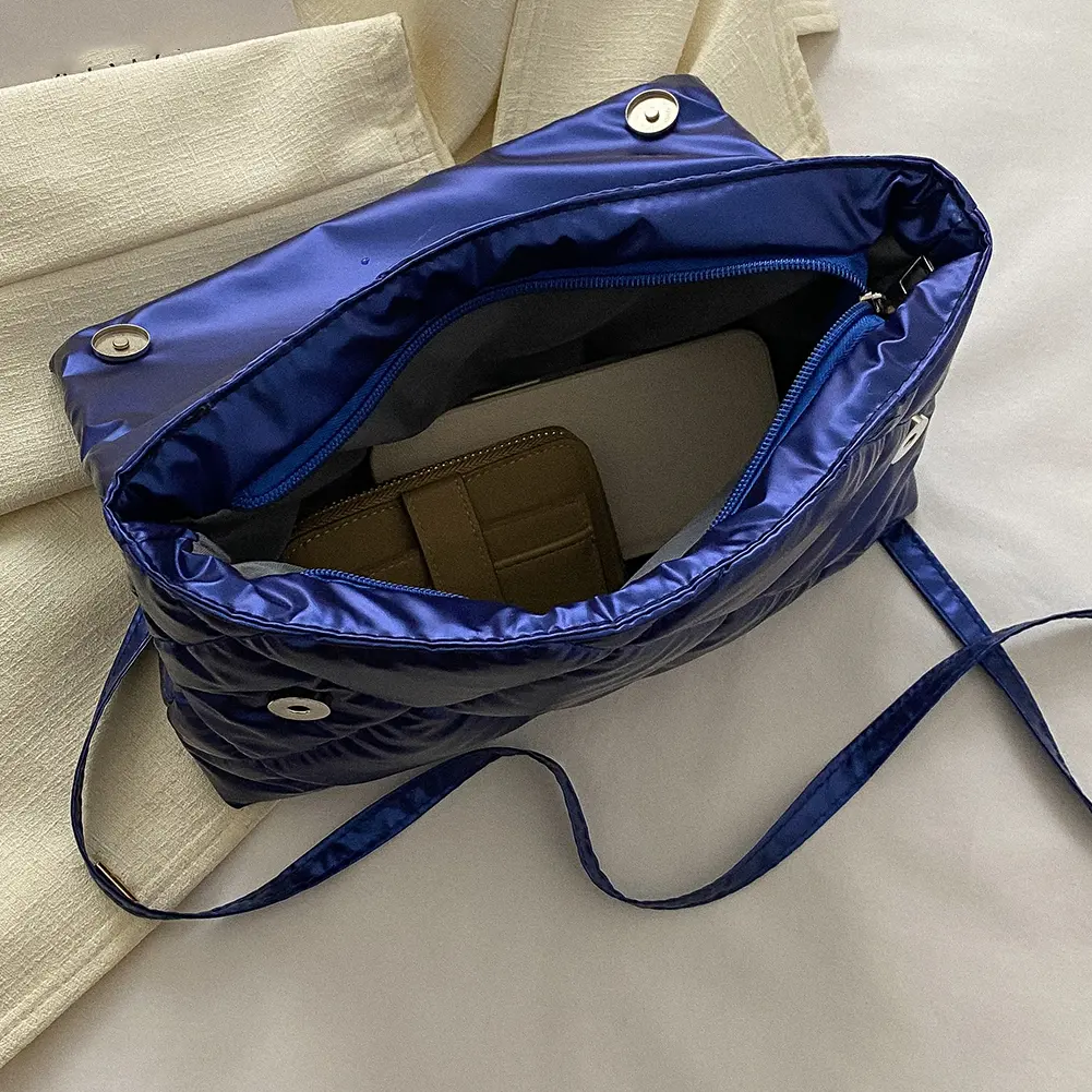 2023 New Luxury Designer Nylon Chain Crossbody Bag Rhombus Milk Cotton Satchel Fashion Women Handbag Large Capacity Shoulder Bag