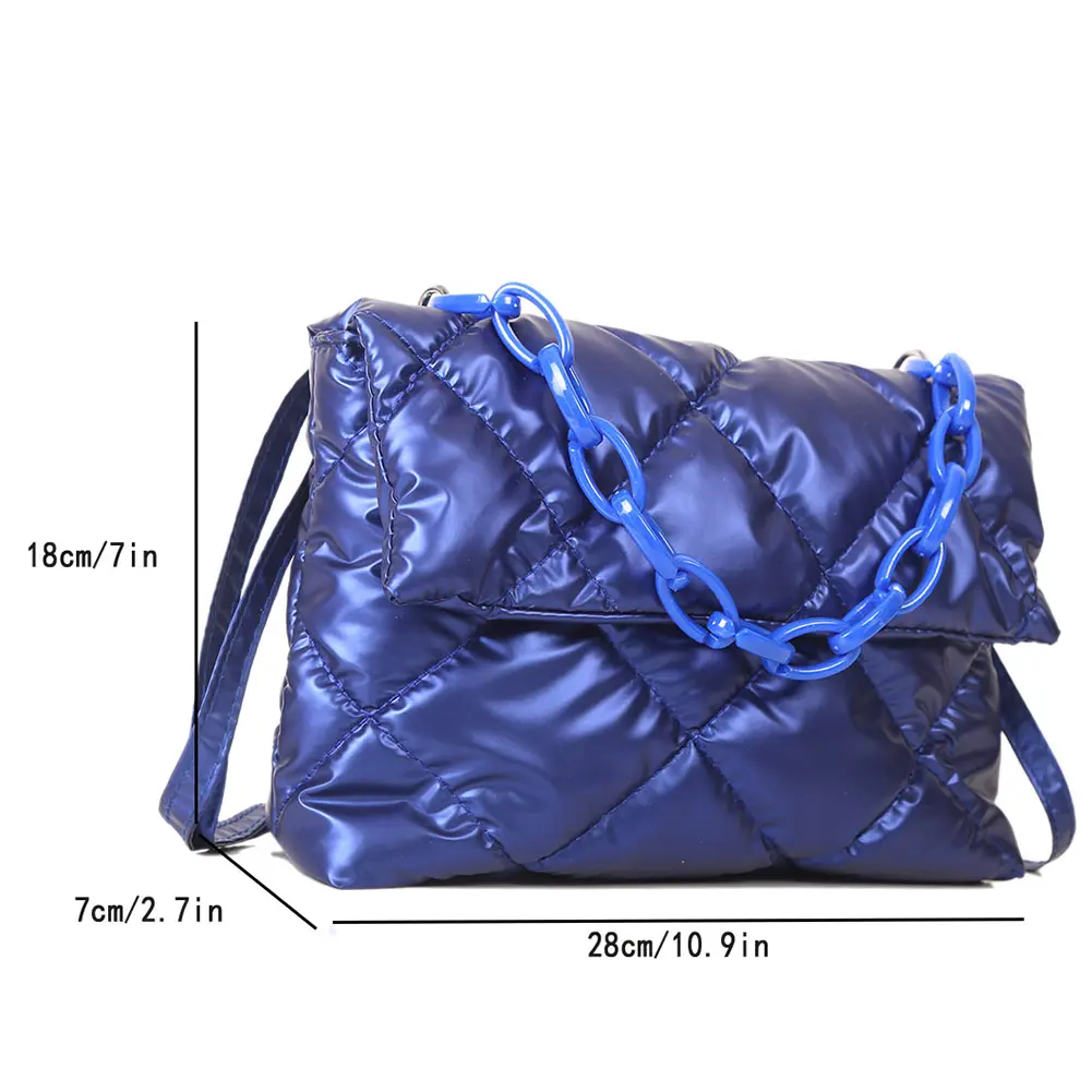 2023 New Luxury Designer Nylon Chain Crossbody Bag Rhombus Milk Cotton Satchel Fashion Women Handbag Large Capacity Shoulder Bag