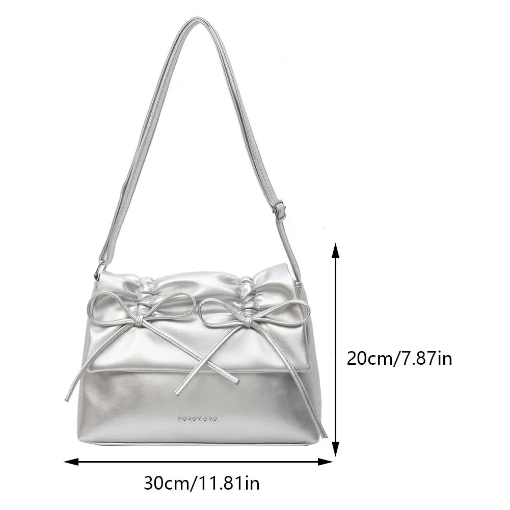 Sweet Bowknot Satchel Euro-America Solid Chic Shoulder Bag Women's PU Leather Fashion Handbag High Quality Classic Crossbody Bag
