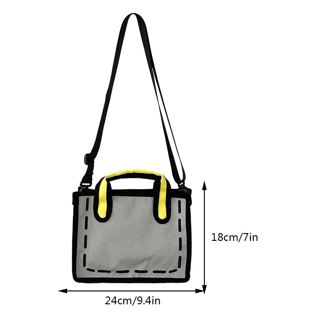 3D Drawing Novelty Top-Handle Bag Women's Contrast Colors Crossbody Bag 2D Comic Square Shoulder Bag Japanese Aesthetic Handbags