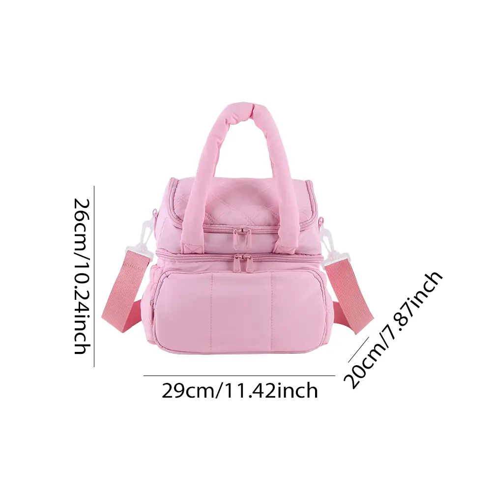 Double Layers Hand-Held Lunch Bag Large Capacity Quilted Cooler Box Waterproof Thickened Bento Bags Picnic Camping Storage Bag