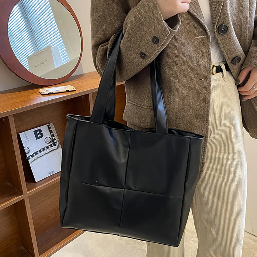 Womens Square Bag Retro All-match Shoulder Bags PU Leather Space Square Tote Bag Ladies Solid Color Handbags Large Armpit Purses