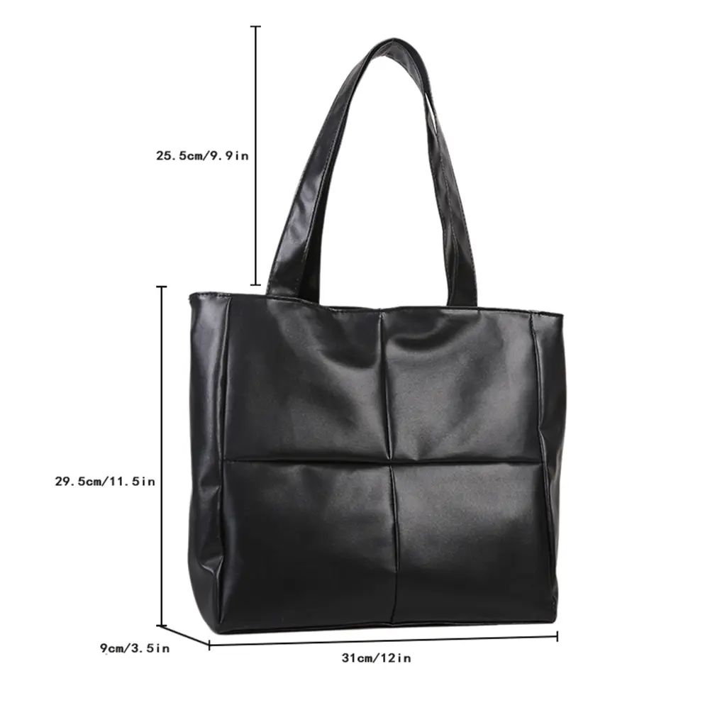 Womens Square Bag Retro All-match Shoulder Bags PU Leather Space Square Tote Bag Ladies Solid Color Handbags Large Armpit Purses