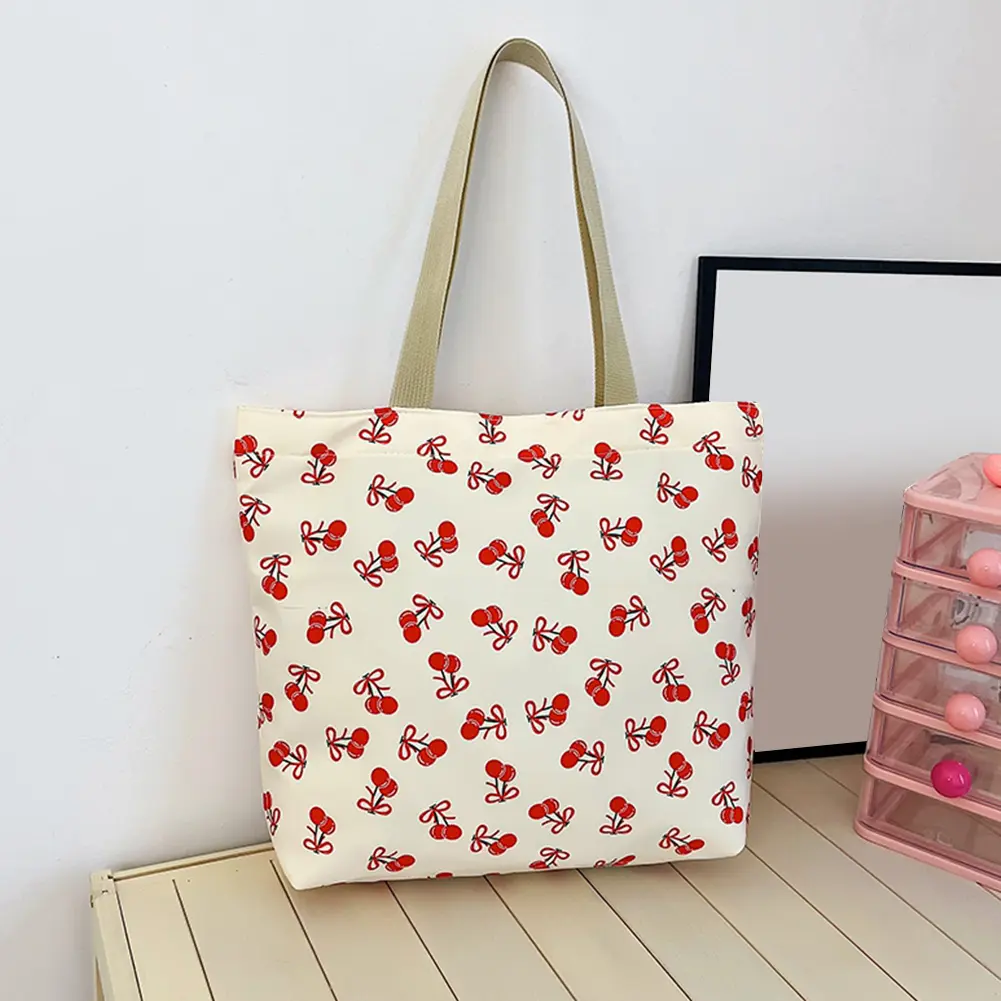 4Pcs Schoolbag Set with Tote Bag and Pencil Case Large Capacity Travel Backpack Kawaii Fruit Daypack Fruit Pattern Rucksack