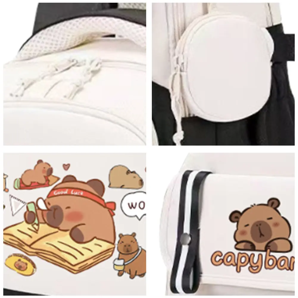 Capybara Kids Bookbag Large Capacity Student Travel Backpacks Cute Animal Multiple Pockets Daypack Cartoon Back to school Bag