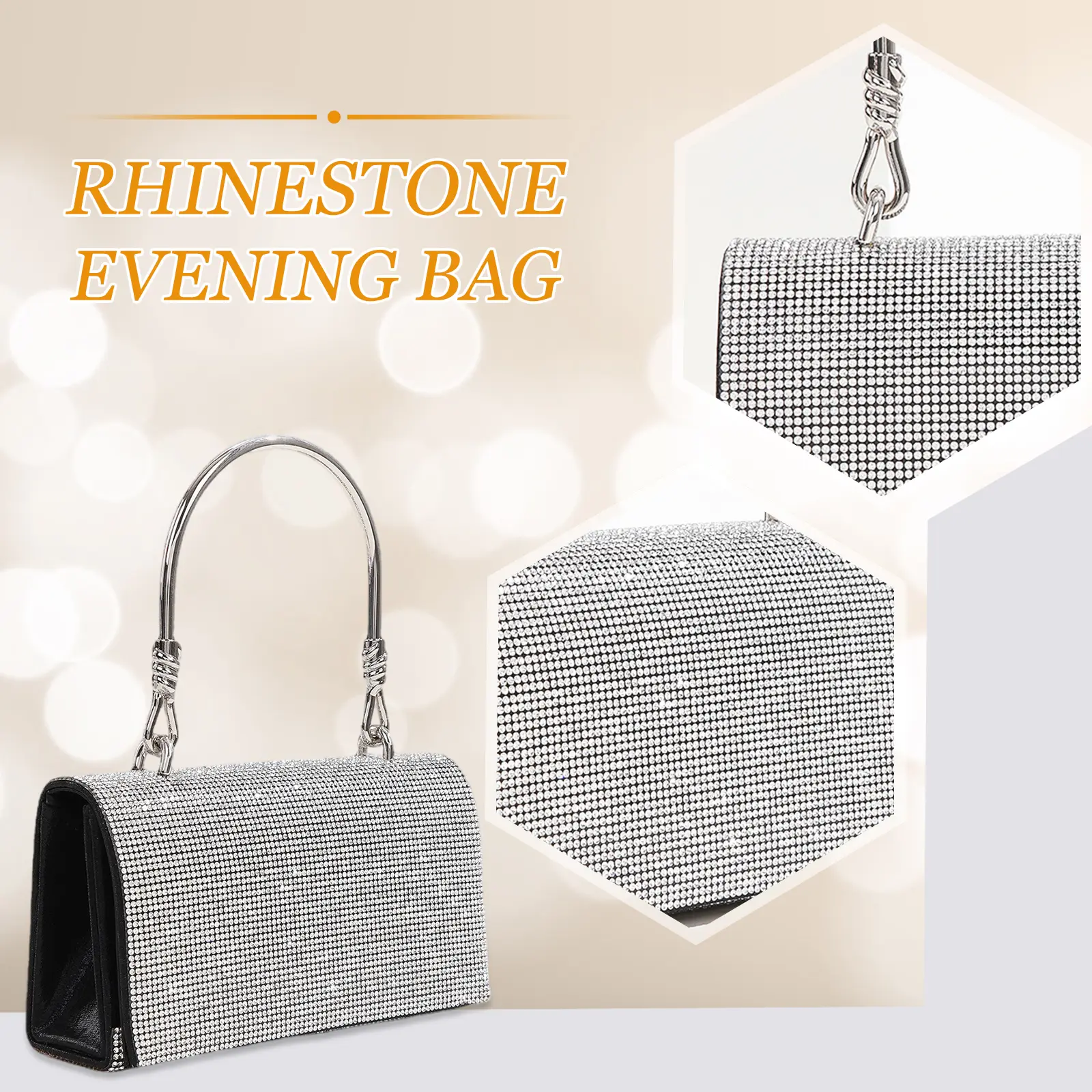 Ladies Rhinestone Evening Bag Luxury Diamond Clutch Purse Elegant Large Capacity Party Bling Purses Wedding Shiny Tote Handbag