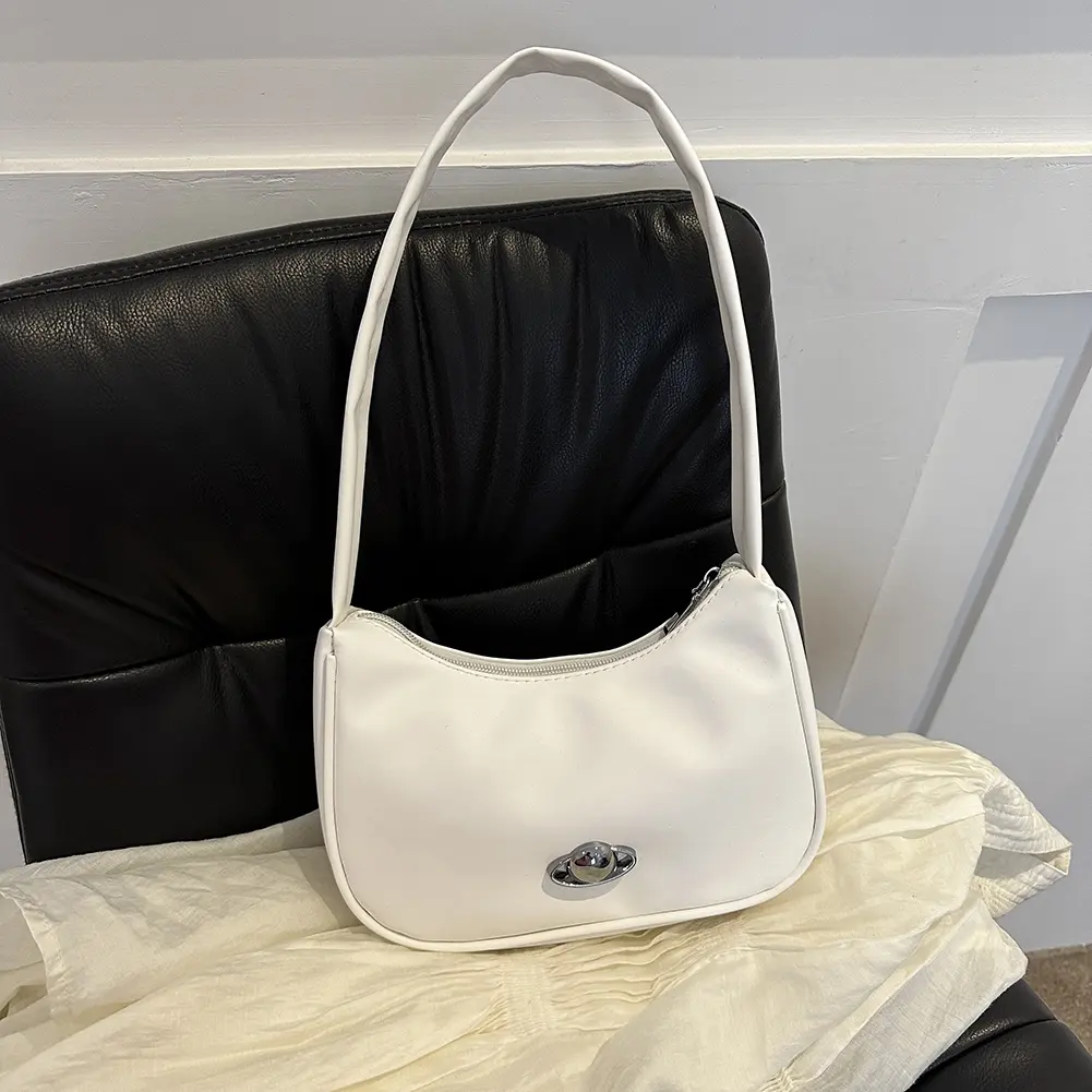 Women Small Shoulder Bags Zip Closure Fashion Mini Purse Leather Hobo Handbags Vintage Lightweight Solid Purse Clutch