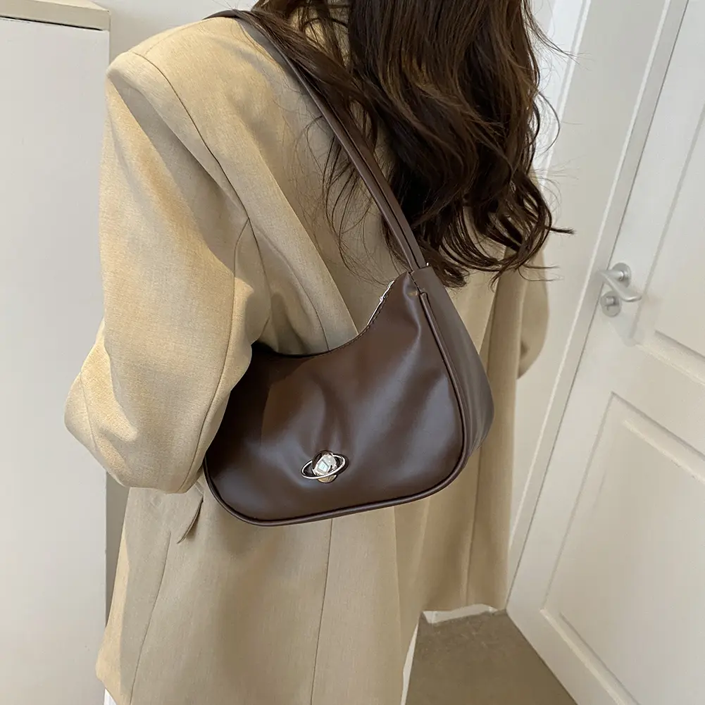 Women Small Shoulder Bags Zip Closure Fashion Mini Purse Leather Hobo Handbags Vintage Lightweight Solid Purse Clutch
