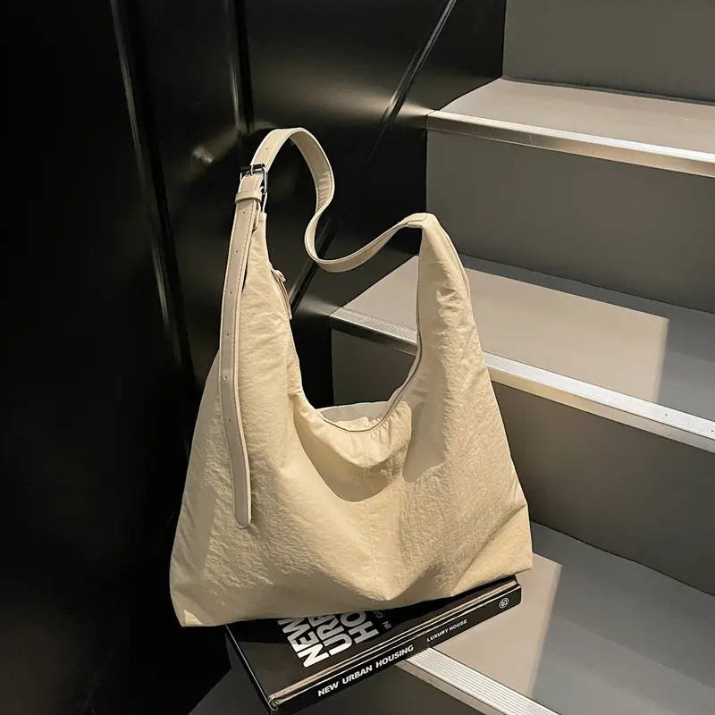 Casual Crossbody Bags Soft Shoulder Tote Bag Large Capacity Durable Commute Handbag Solid Color Work Daily Shopping Bucket Bag