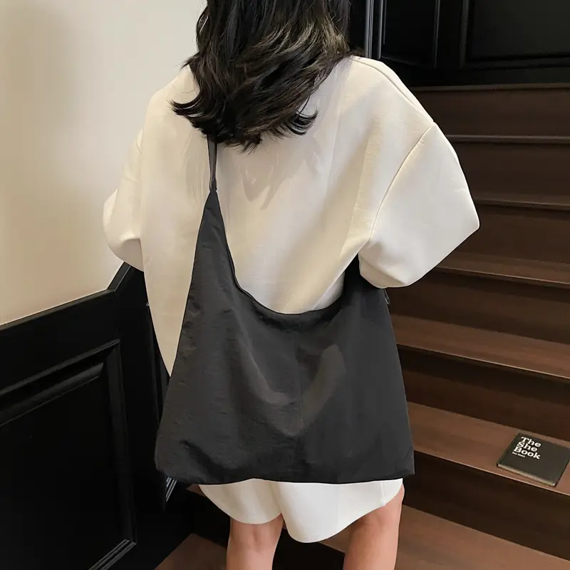 Casual Crossbody Bags Soft Shoulder Tote Bag Large Capacity Durable Commute Handbag Solid Color Work Daily Shopping Bucket Bag