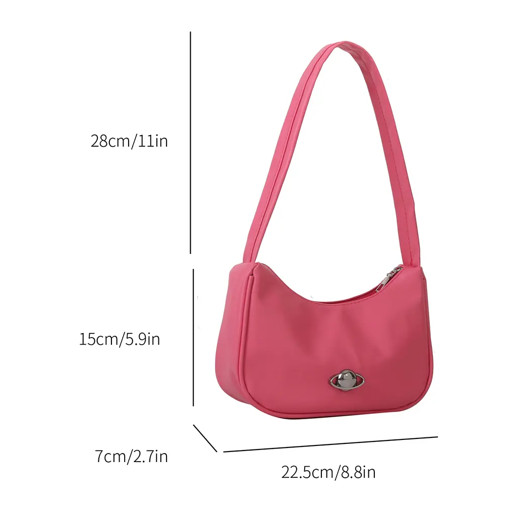Women Small Shoulder Bags Zip Closure Fashion Mini Purse Leather Hobo Handbags Vintage Lightweight Solid Purse Clutch