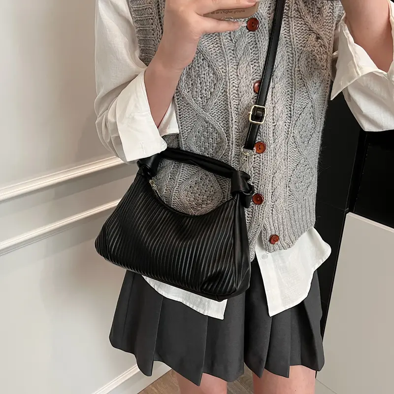 Women PU Underarm Purse Large Capacity Crescent Shoulder Crossbody Bags Causal Solid Color Tote Handbag Travel Top Handle Bag