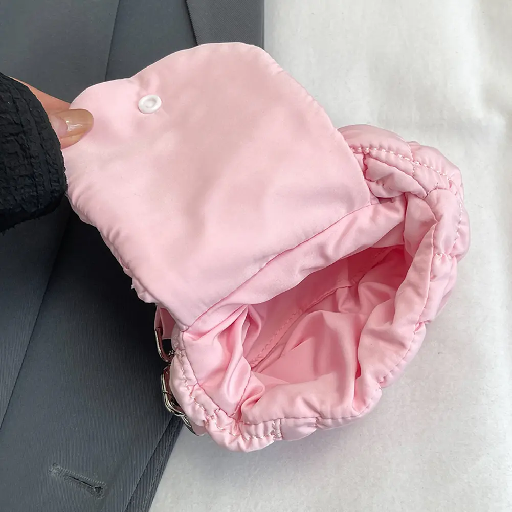 Mini Puffer Tote Bag for Women Quilted Wrist Handbag Nylon Padded Phone Purse Clutch Purse for Work Travel Shopping
