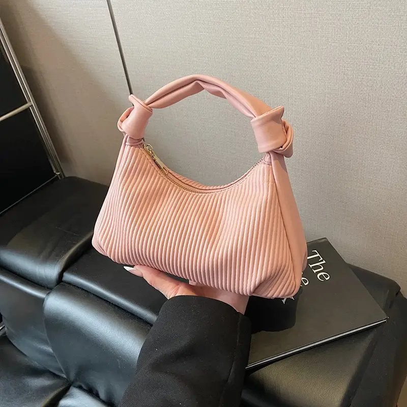 Women PU Underarm Purse Large Capacity Crescent Shoulder Crossbody Bags Causal Solid Color Tote Handbag Travel Top Handle Bag