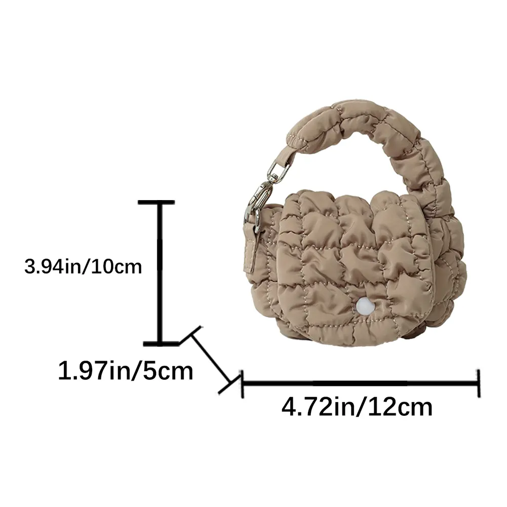 Mini Puffer Tote Bag for Women Quilted Wrist Handbag Nylon Padded Phone Purse Clutch Purse for Work Travel Shopping