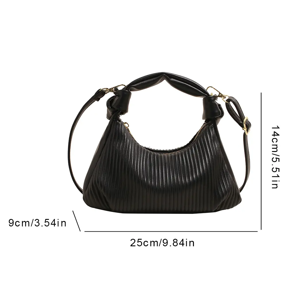 Women PU Underarm Purse Large Capacity Crescent Shoulder Crossbody Bags Causal Solid Color Tote Handbag Travel Top Handle Bag