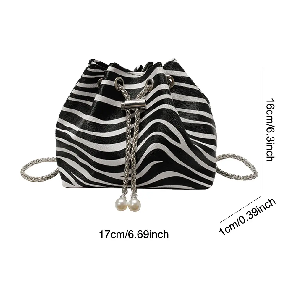 PU Leather Trendy Bucket Bag with Chain Leopard Print Shoulder Bag Animal Cow Print Soft Crossbody Bag Travel Shopping Sling Bag
