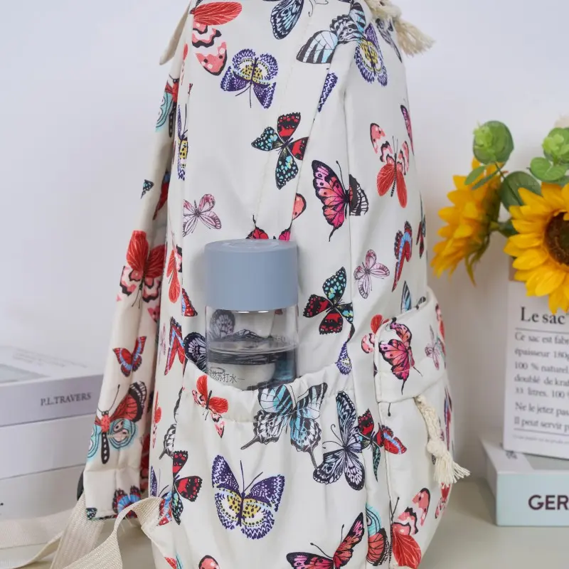 Butterfly Print Kawaii Backpack Large Capacity Travel Large Capacity Lightweight Daypack Women Students College School Bookbag