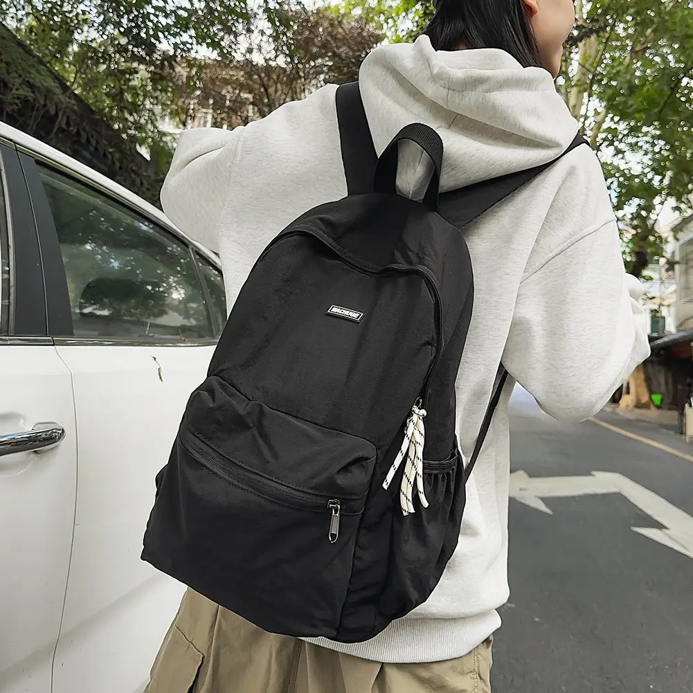 Men Women Foldable Backpack Multi-Pockets Packable Daypack Student School Zipper Rucksack for Hiking Walking Cycling Camping