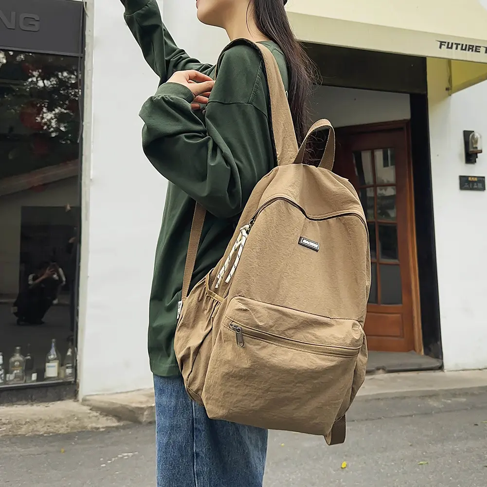 Men Women Foldable Backpack Multi-Pockets Packable Daypack Student School Zipper Rucksack for Hiking Walking Cycling Camping