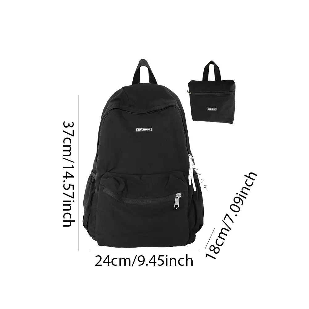 Men Women Foldable Backpack Multi-Pockets Packable Daypack Student School Zipper Rucksack for Hiking Walking Cycling Camping