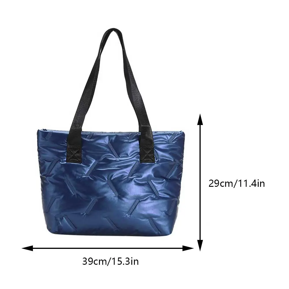 Winter Quilted Underarm Bags Women Puffer Outdoor Shoulder Bag Large Capacity Casual Tote Bag Female Solid Color Top-Handle Bags