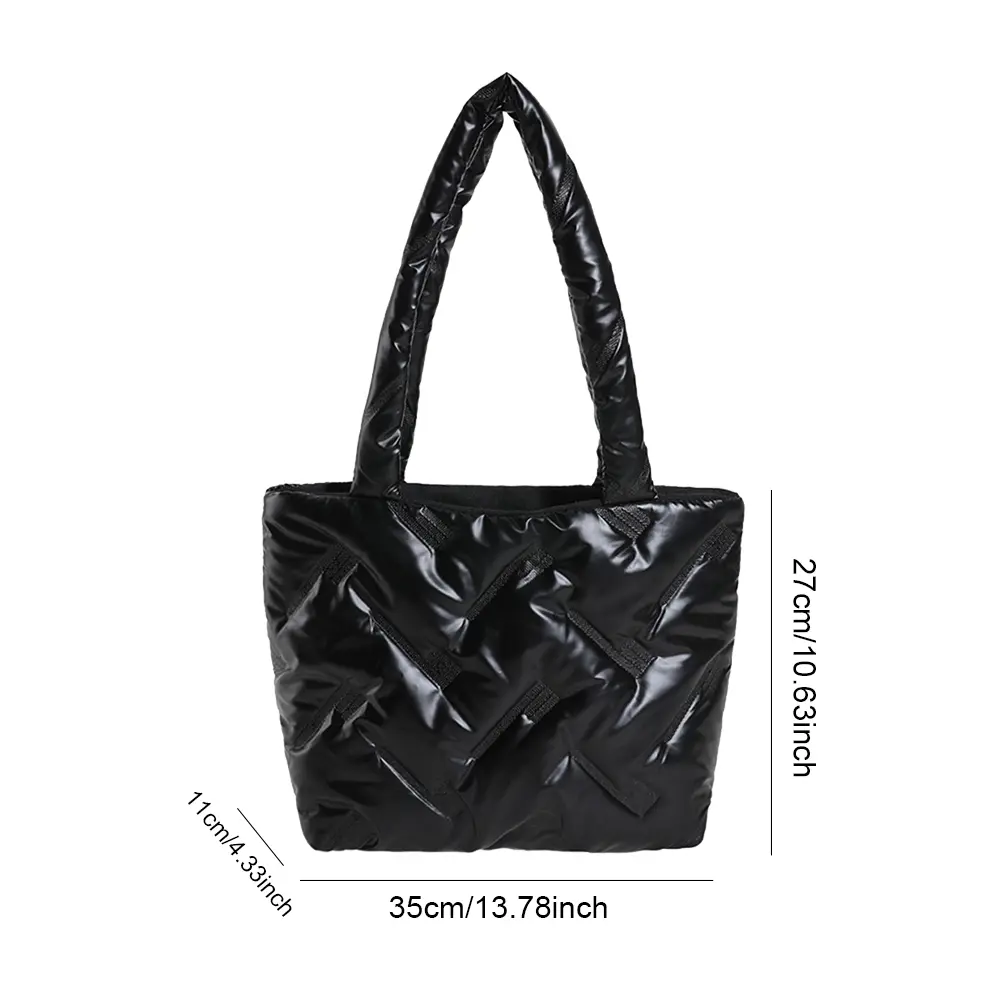 Women's Space Cotton Versatile Underarm Bag Winter Quilted Padded Shoulder Bag Down Large Armpit Bag Puffer Fashion Tote Handbag