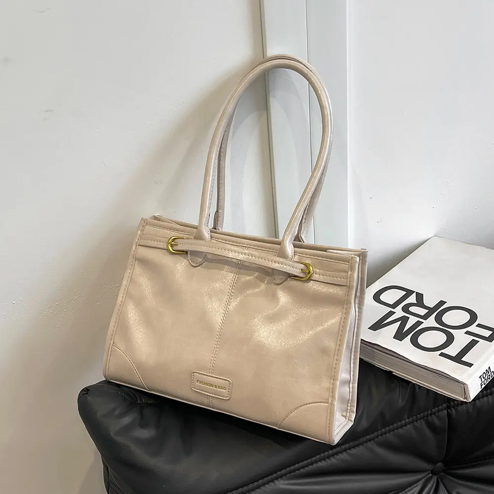 High-end Burgundy Briefcase 2025 Ladies Zipper Large Capacity Underarm Bag Elegant Women Shoulder Bag Vintage Solid Tote Handbag
