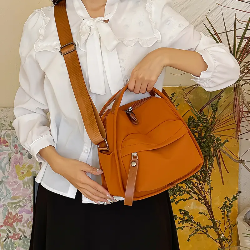Oxford Cloth Commuting Handbag with Pocket Large Casual Crossbody Bags Simple Satchel Bag Women Men Work Travel Shoulder Bag