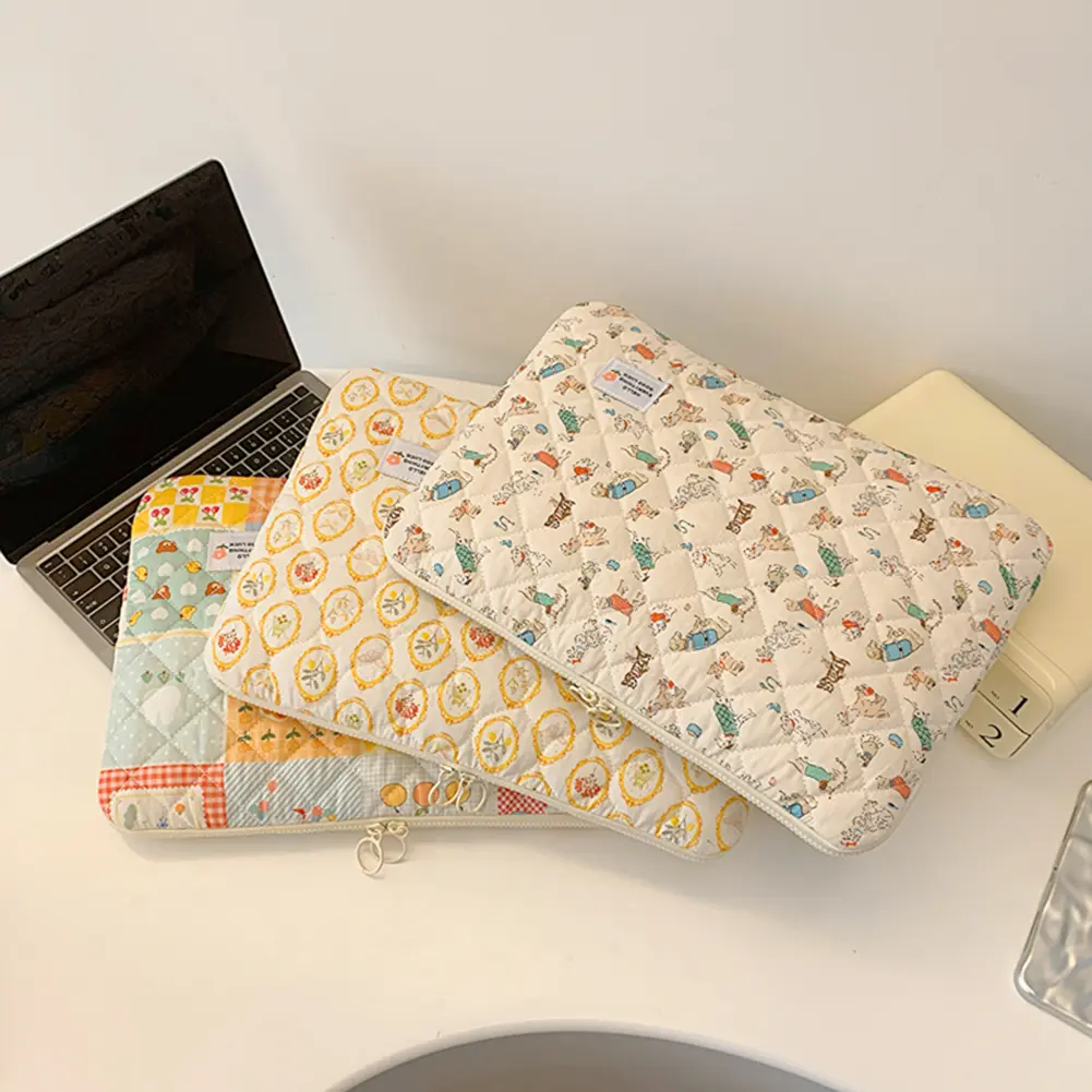 Laptop Bag Tablet Cover Lattice Bags Cartoon Pattern 11/13/15 In Sleeve Quilted Padded Notebook Shockproof Clutches Carrying Bag