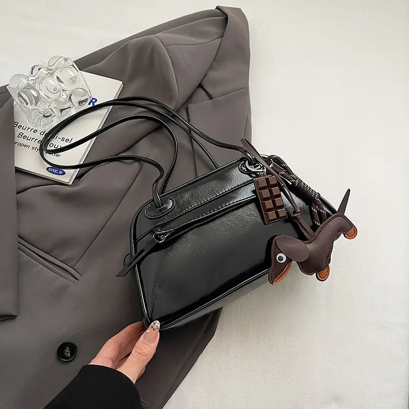 Luxury Designer Handbag PU Leather Retro Underarm Bag Solid Simple Shoulder Bags Zipper Closure Tote Bag High Quality Boston Bag