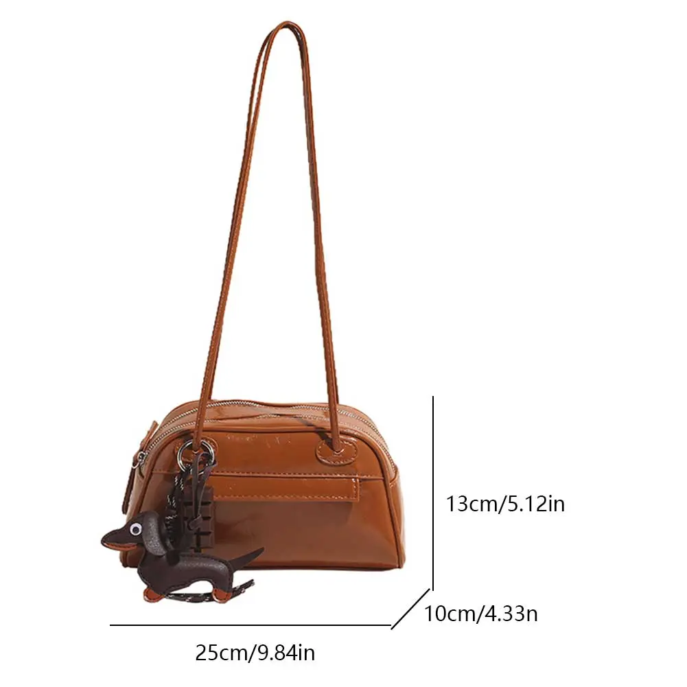 Luxury Designer Handbag PU Leather Retro Underarm Bag Solid Simple Shoulder Bags Zipper Closure Tote Bag High Quality Boston Bag