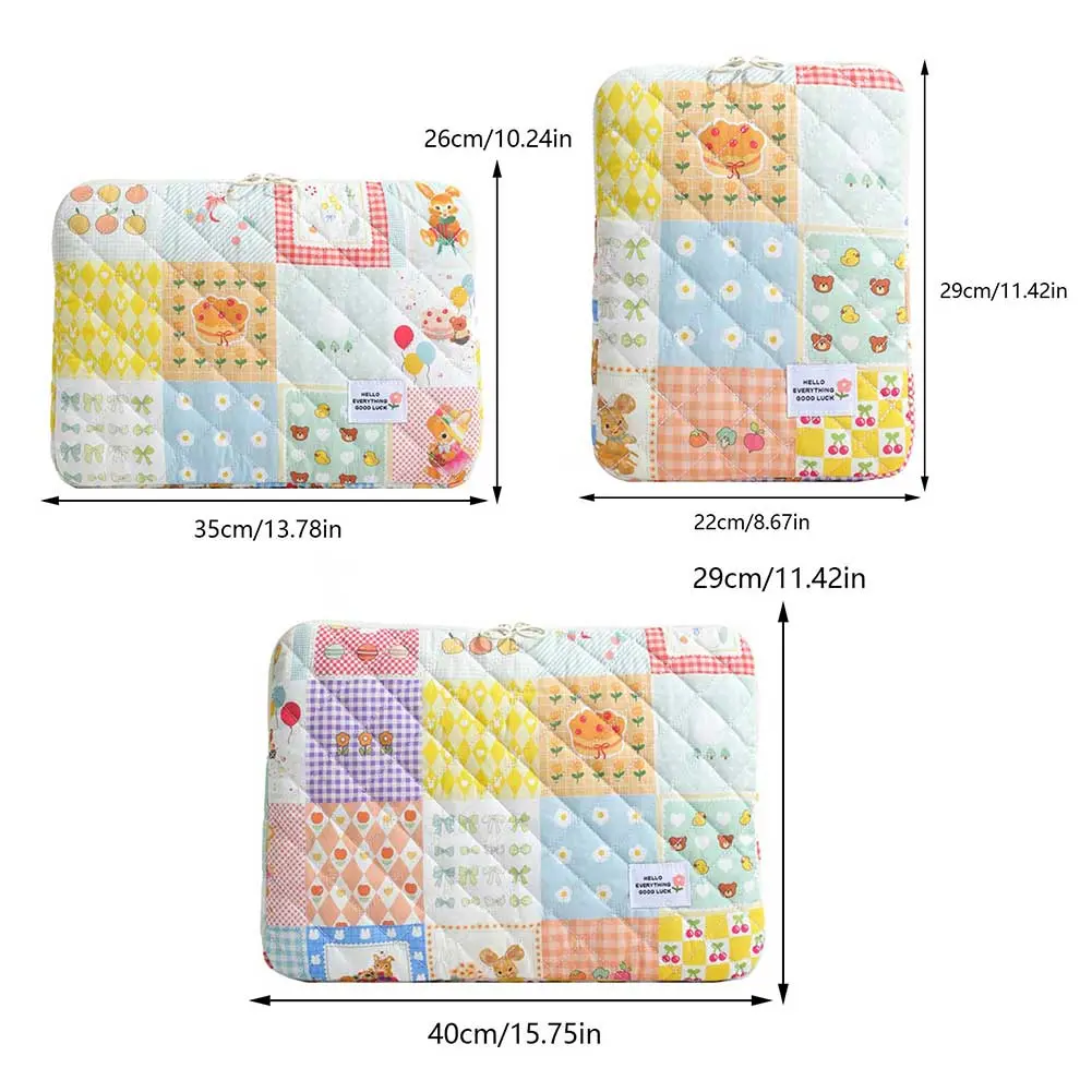 Laptop Bag Tablet Cover Lattice Bags Cartoon Pattern 11/13/15 In Sleeve Quilted Padded Notebook Shockproof Clutches Carrying Bag