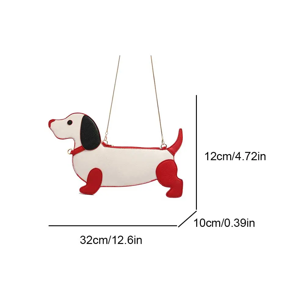 Cartoon Dog Design Shoulder Bag for Women's PU Leather Crossbody Bags with Chain Personalized Zipper Evening Party Purse Satchel