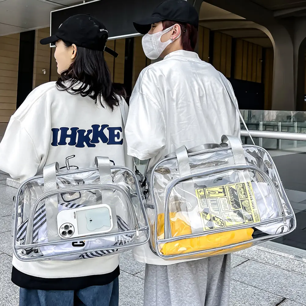 Transparent PVC Duffel Bag Large Capacity Hand Luggage Bag Lightweight Waterproof Fitness Training Bag Casual Yoga Sports Bag