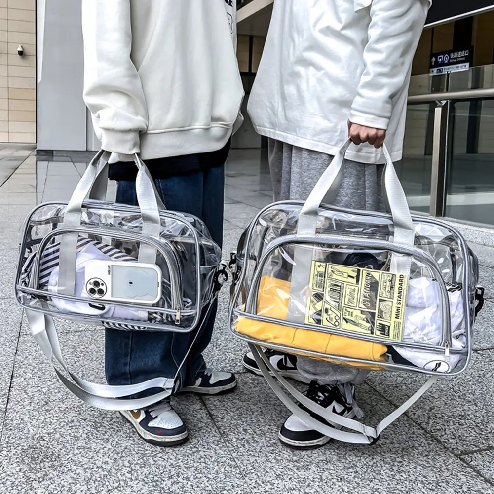 Transparent PVC Duffel Bag Large Capacity Hand Luggage Bag Lightweight Waterproof Fitness Training Bag Casual Yoga Sports Bag