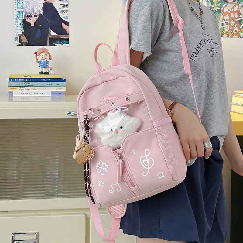 Teens Sweet Backpack Women Students Large Capacity Cute College School Bookbag Zipper Closure Kawaii Daypack Travel Laptop Bags
