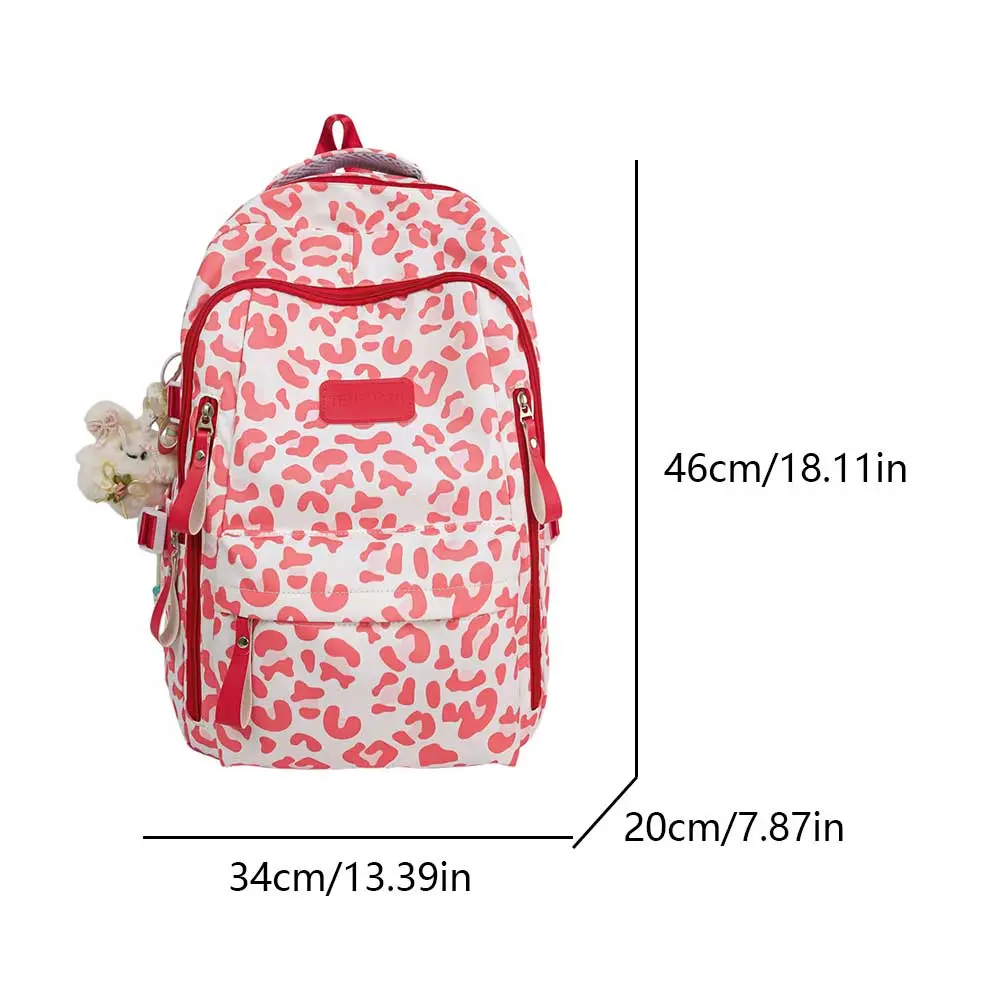 Leopard Print School Bag Trendy Lightweight Travel Backpack College Laptop Bag High Middle Students Bookbag Nylon Large Daypack