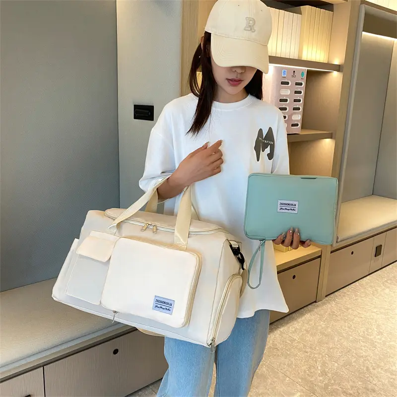 Storage Luggage Shoulder Bag Waterproof Fitness Carry Bag Foldable Travel Handbag Large Capacity Wet Dry Separate Handheld Pack