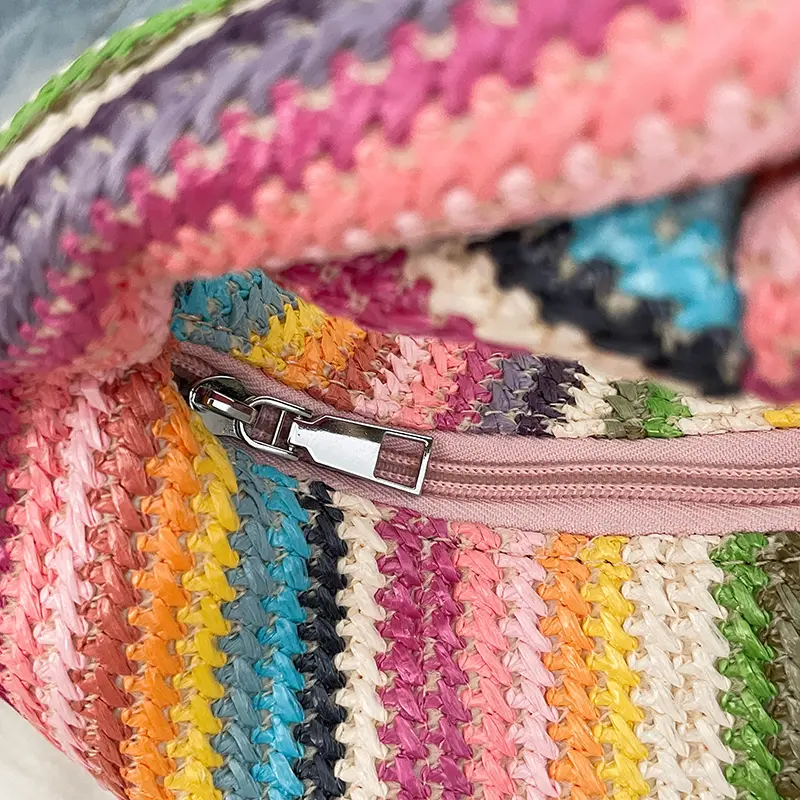 Straw Woven Women's Handbags Stripe Designer Handwoven Top Handle Bags Ladies Shopping Hobo Bags Summer Beach Female Bag Purse