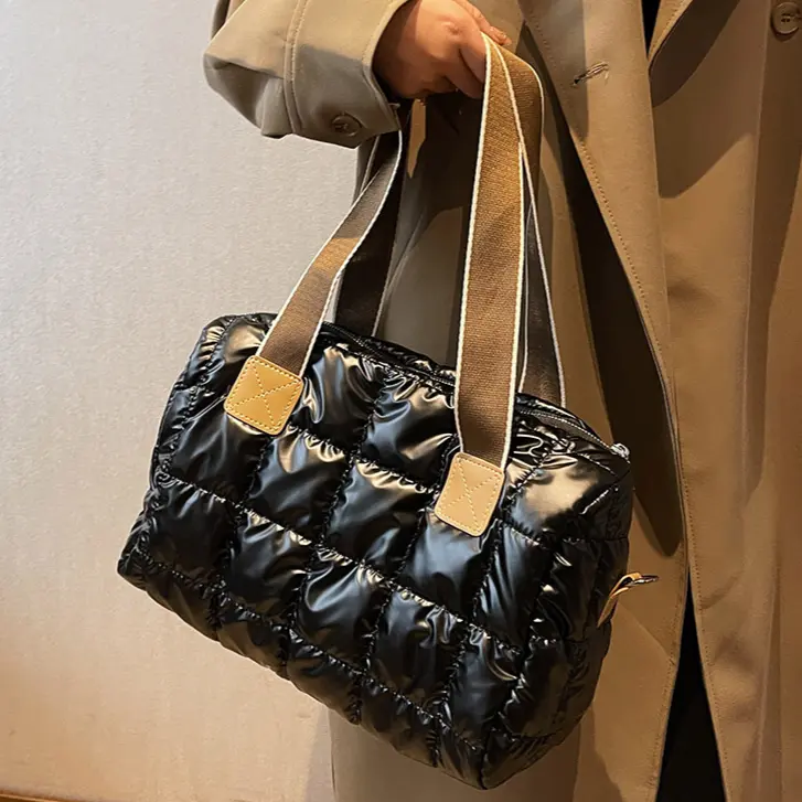 Women's Winter Crossbody Bag Casual Canvas Top-hand Bag Large Capacity Shoulder Bags Rhombic Lattice Ladies Shopping Travel Bags