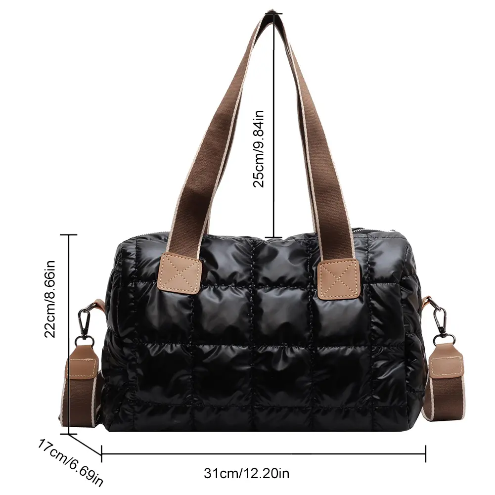 Women's Winter Crossbody Bag Casual Canvas Top-hand Bag Large Capacity Shoulder Bags Rhombic Lattice Ladies Shopping Travel Bags