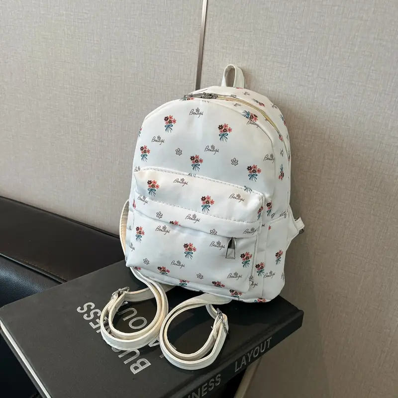 Mini Floral Lightweight Backpack Flower Printed Travel Bag Korean Commute Daypack Student Simple Rucksack Girls Soft Knapsack