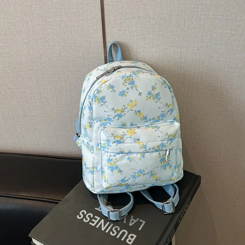 Mini Floral Lightweight Backpack Flower Printed Travel Bag Korean Commute Daypack Student Simple Rucksack Girls Soft Knapsack