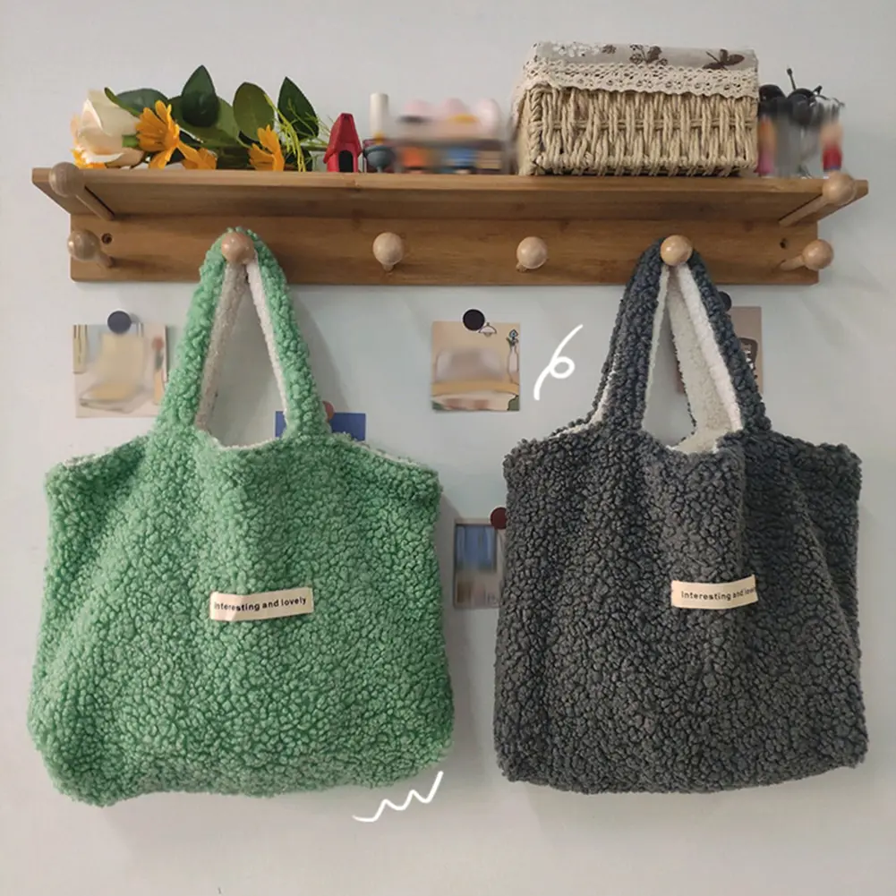 Autumn/Winter Lamb Wool Underarm Bag Faux Fur Warm Totes Women's Double Sided Fashion Handbag Large Capacity Ladies Shoulder Bag