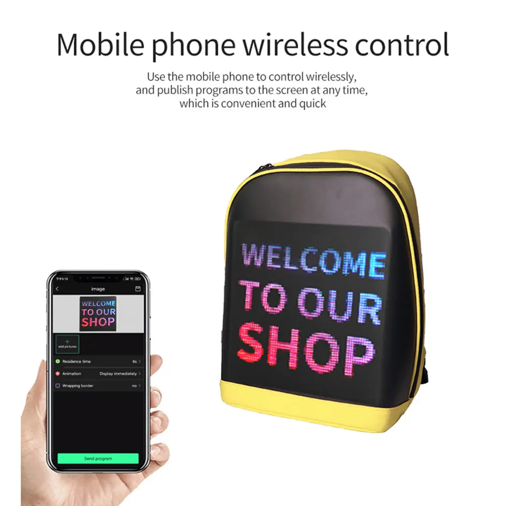 Outdoor Walking Billboard Wifi Bags LED Display Screen Backpack Business Travel Laptop Bag Multi-function School Bag
