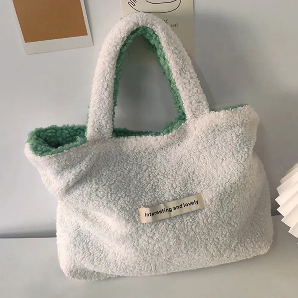 Autumn/Winter Lamb Wool Underarm Bag Faux Fur Warm Totes Women's Double Sided Fashion Handbag Large Capacity Ladies Shoulder Bag