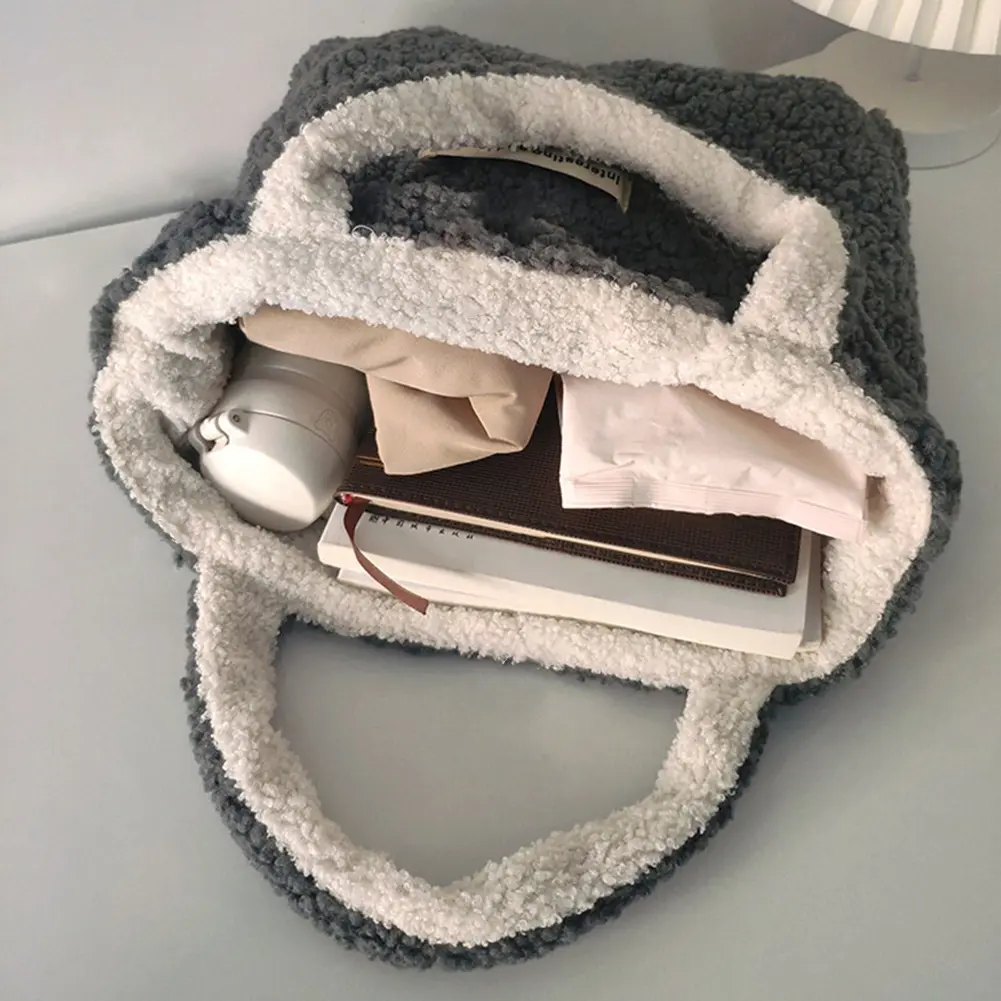 Autumn/Winter Lamb Wool Underarm Bag Faux Fur Warm Totes Women's Double Sided Fashion Handbag Large Capacity Ladies Shoulder Bag